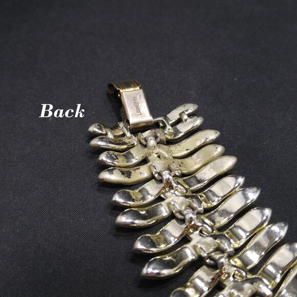 Vintage Lisner Mid-Century Modern Gold & Silver Tone Wide Link Bracelet, 1950s - Picture 10 of 10